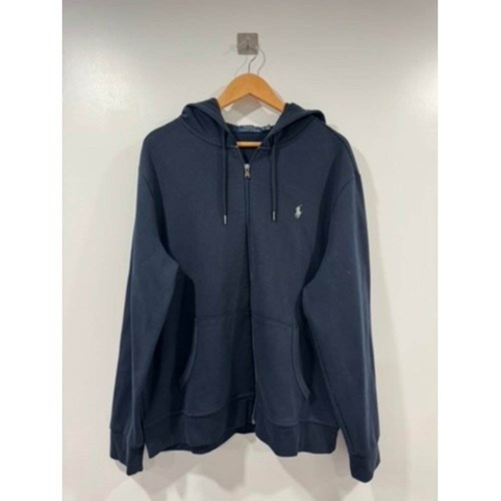 Polo Ralph Lauren Men Navy Blue Full Zip Hoodie Embroidered Pony Logo XL